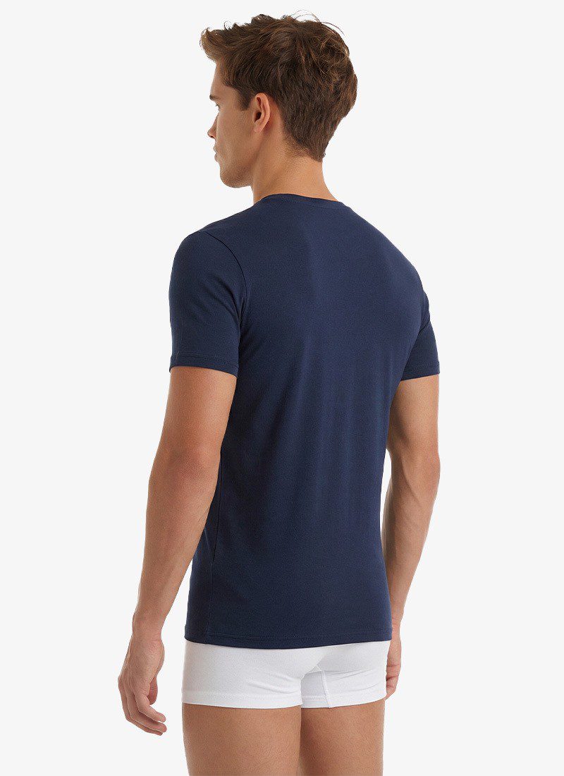 Herren Fein Baumwollunterhemd 2er-Pack - Marine