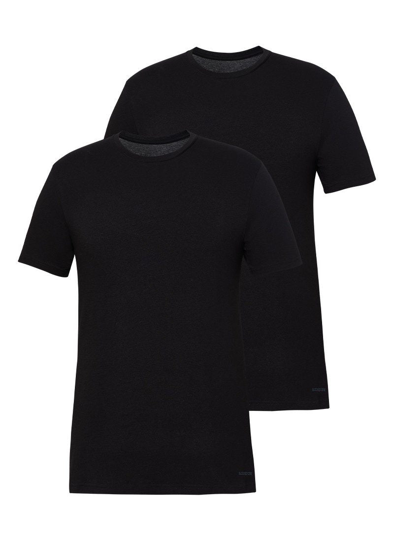 Herren Fein Baumwollunterhemd 2er-Pack - Schwarz