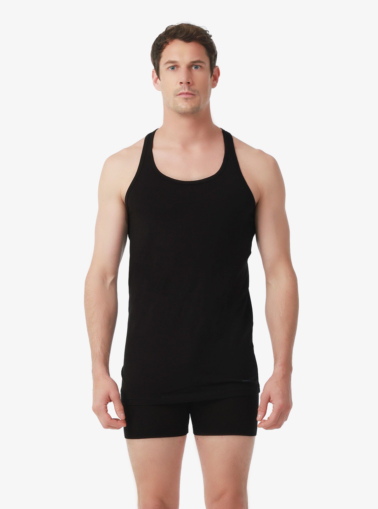 Herren Sportweste 2er-Pack Fein Baumwolle Schwarz