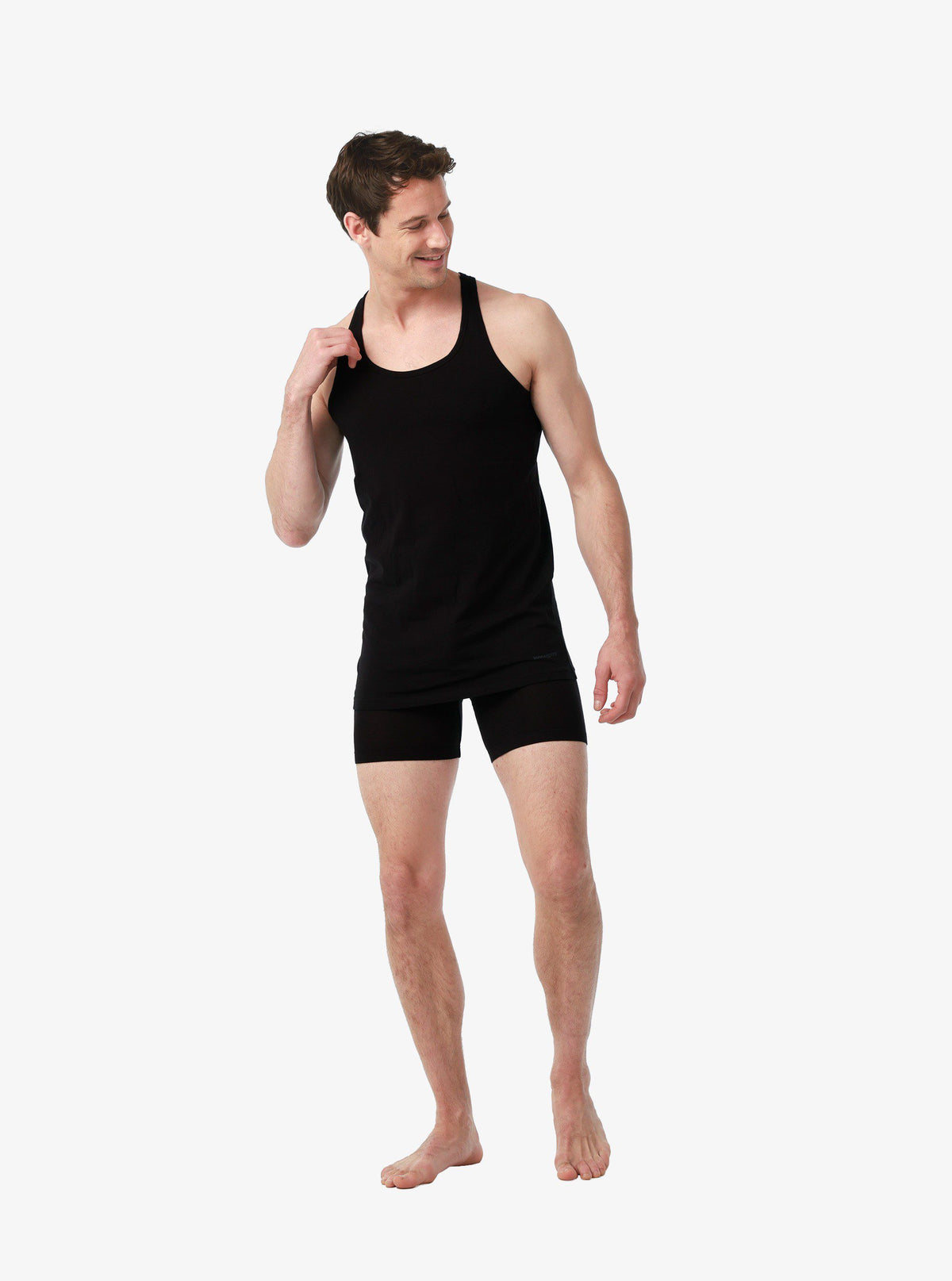 Herren Sportweste 2er-Pack Fein Baumwolle Schwarz