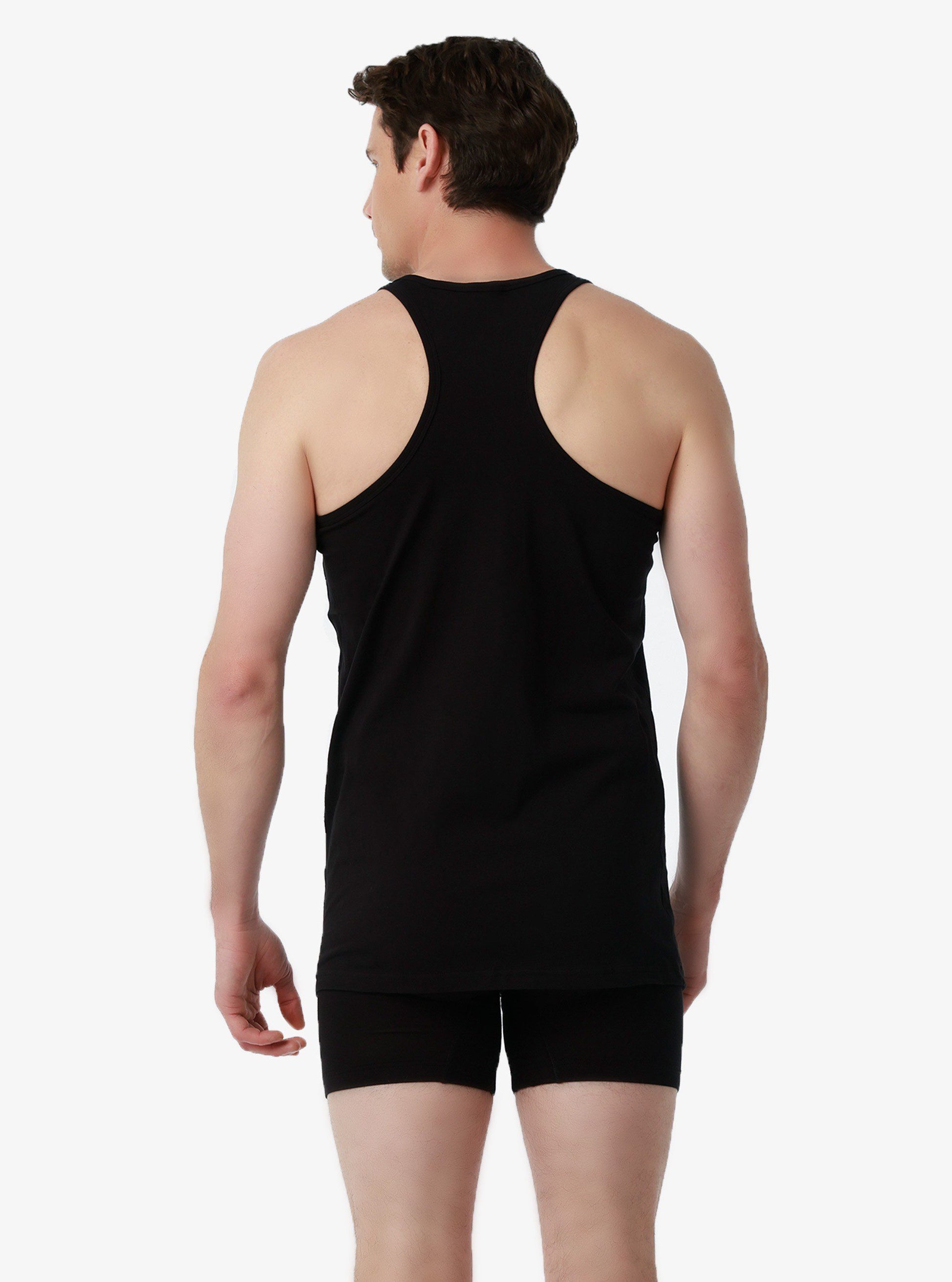 Herren Sportweste 2er-Pack Fein Baumwolle Schwarz