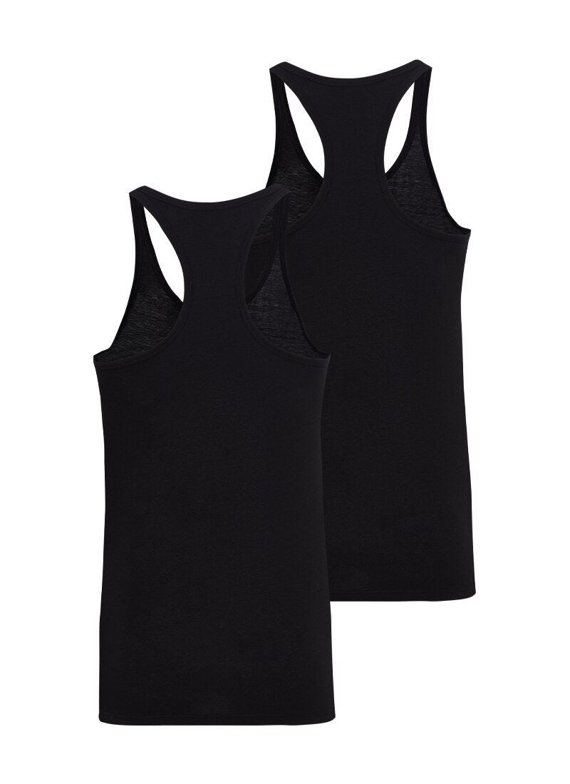 Herren Sportweste 2er-Pack Fein Baumwolle Schwarz