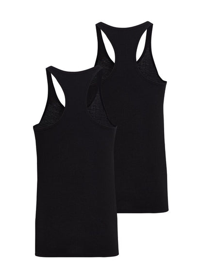 Herren Sportweste 2er-Pack Fein Baumwolle Schwarz