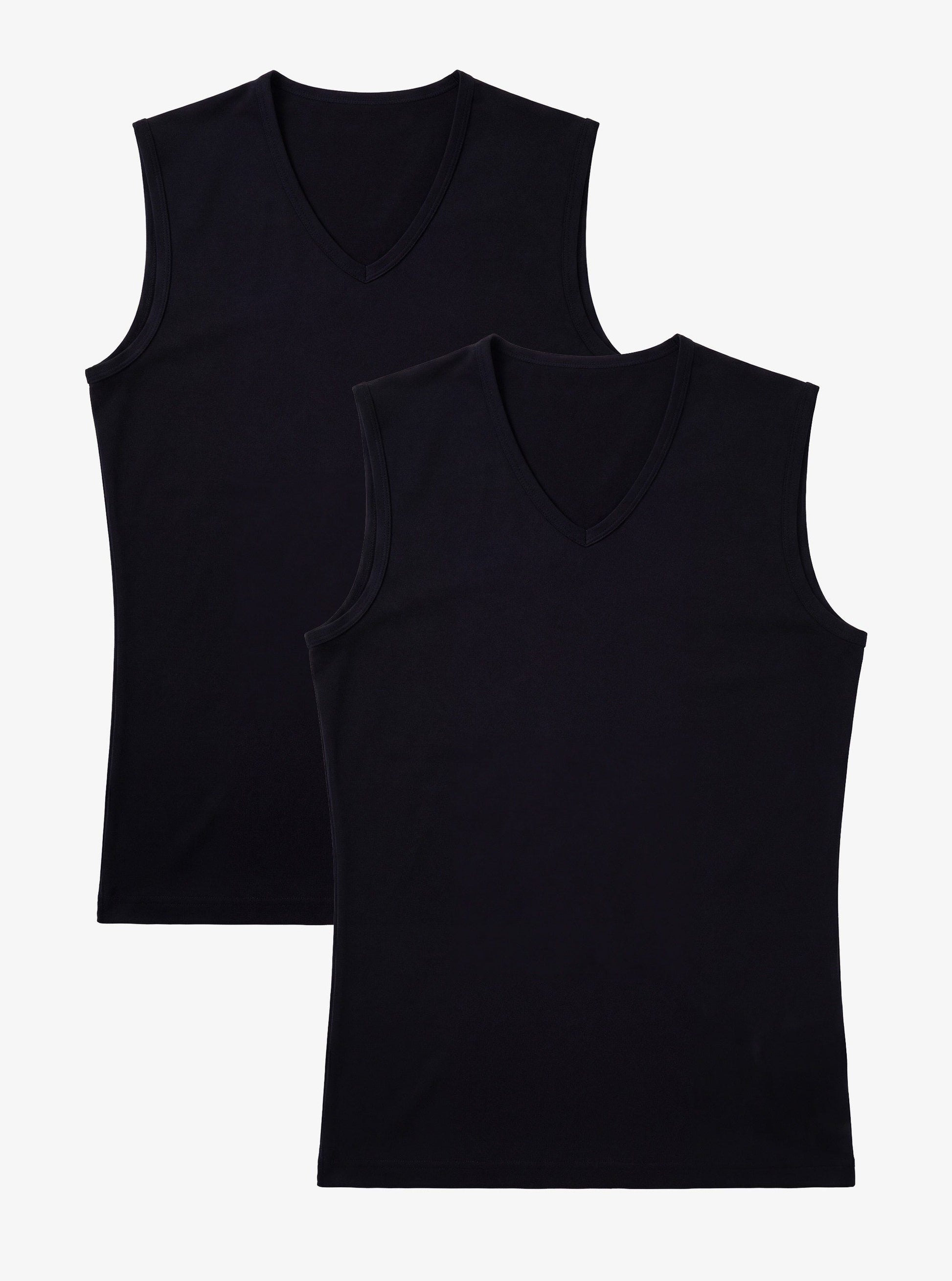 Herren T-Shirt 2er-Pack Weiche Baumwolle Schwarz