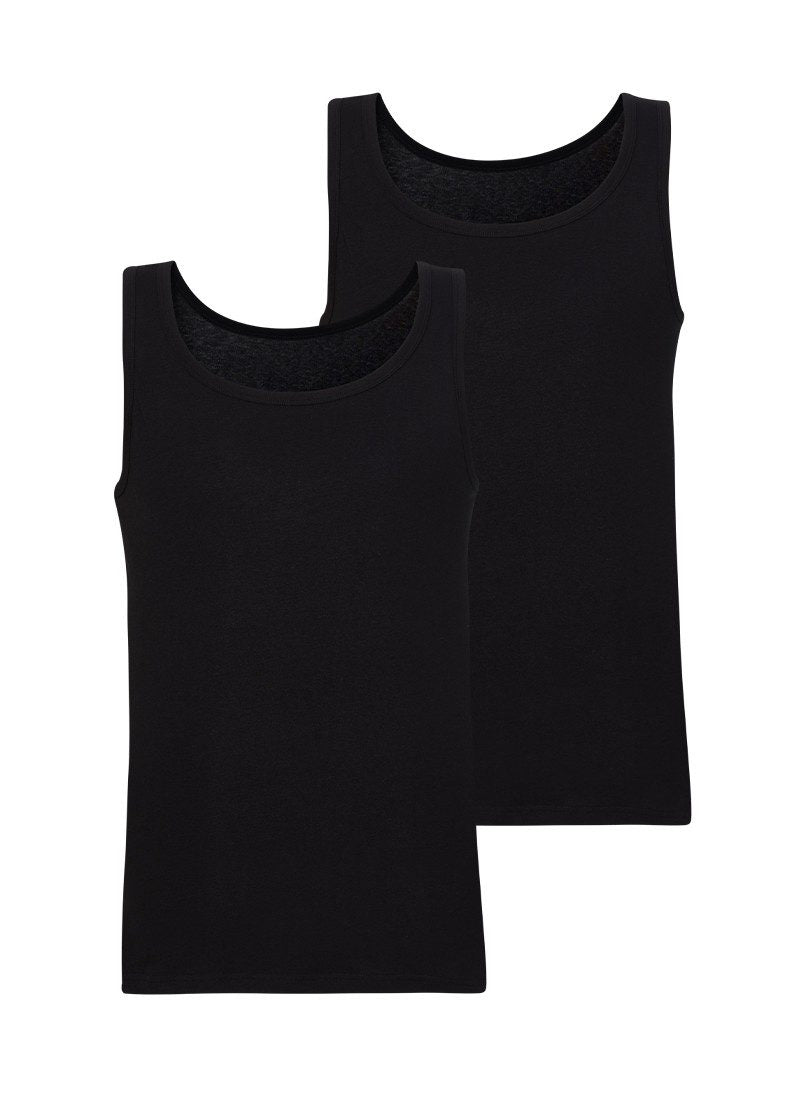 Herren Tanktop 2er-Pack Weiche Baumwolle Schwarz