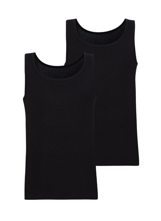 Herren Tanktop 2er-Pack Weiche Baumwolle Schwarz