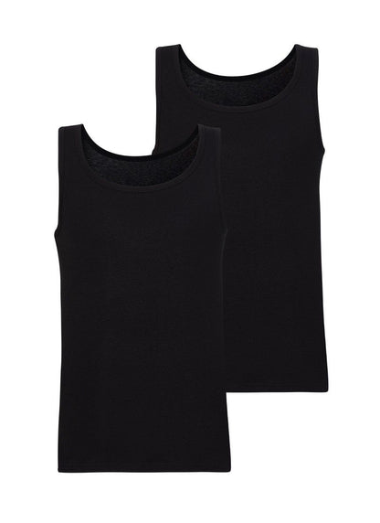 Herren Tanktop 2er-Pack Weiche Baumwolle Schwarz