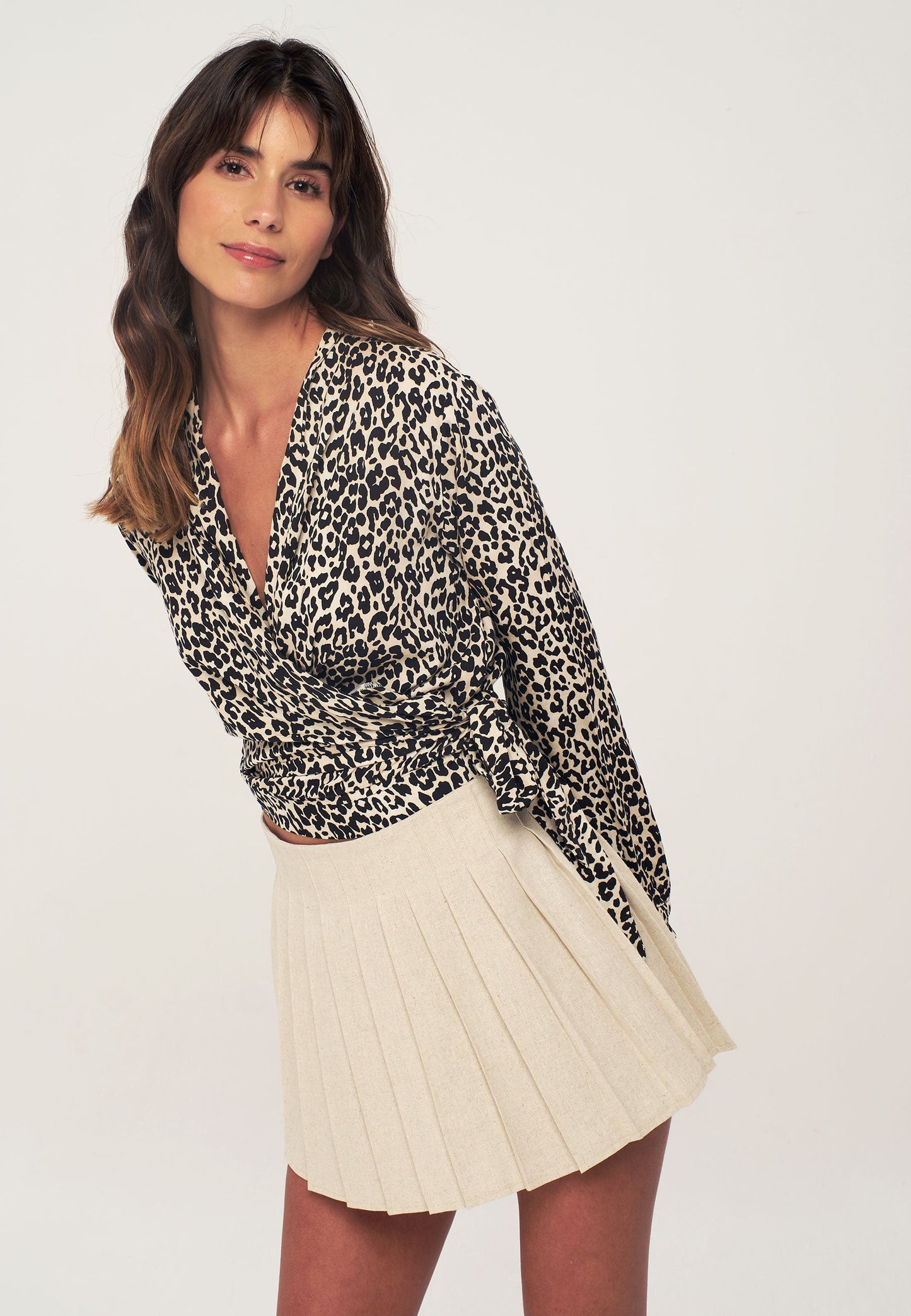 Herita Leopard Pattern Printed Blouse Cream