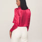 Satin Crop Shirt - Fuchsia