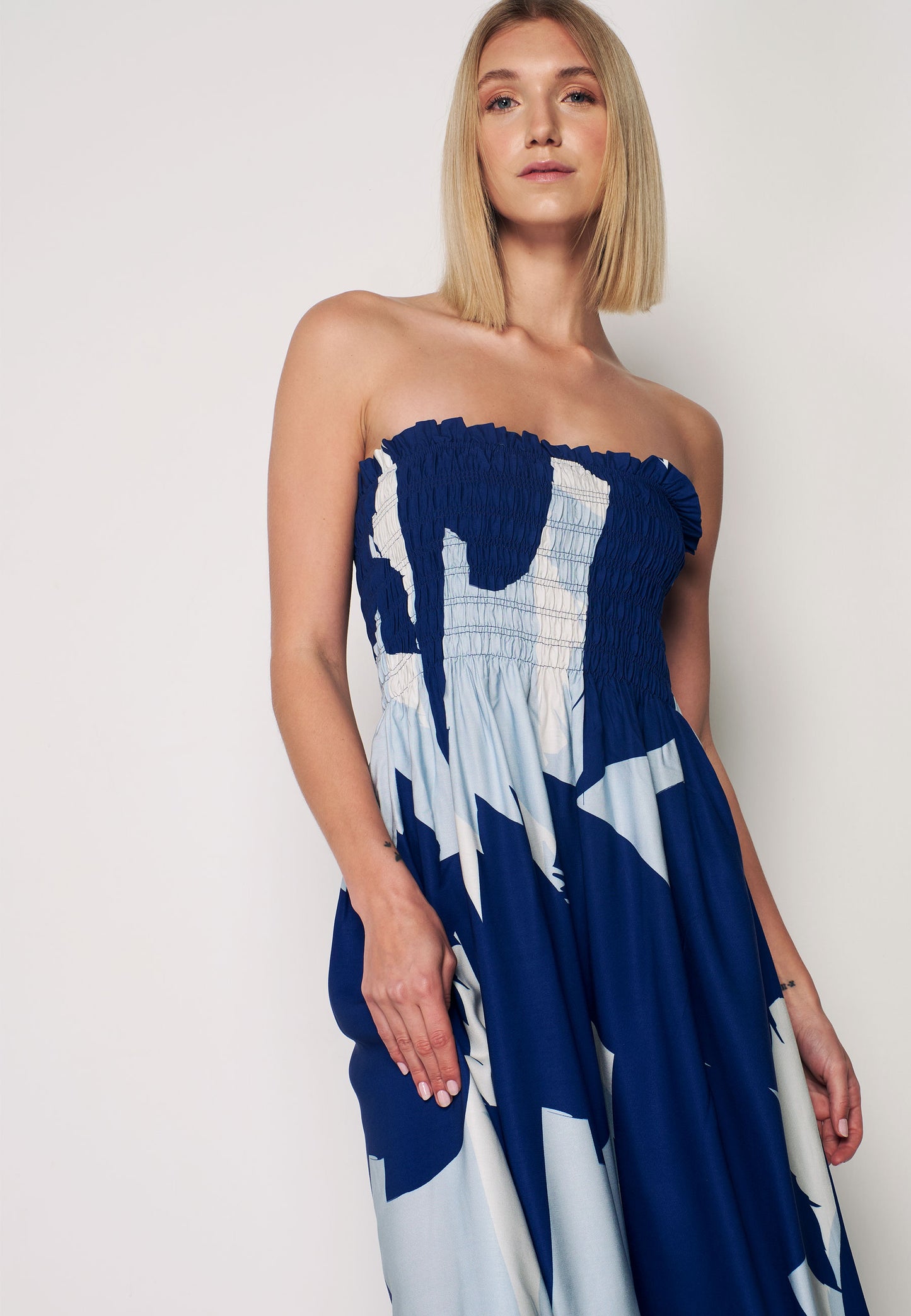 Sleeveless Patterned Sundress - Blue