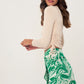 Women's Patterned Linen Skirt with Frill Buckle Detail