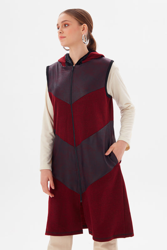 MUNI MUNI - Long Waistcoat - claret red