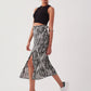 Women's Midi Length Zebra Print Skirt with Slits