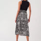 Women's Midi Length Zebra Print Skirt with Slits