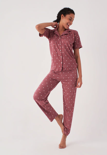 Polka Dot Baby Collar Pants Pajama Set