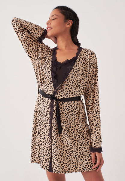 Leopard Dressing Gown 2 Piece Set