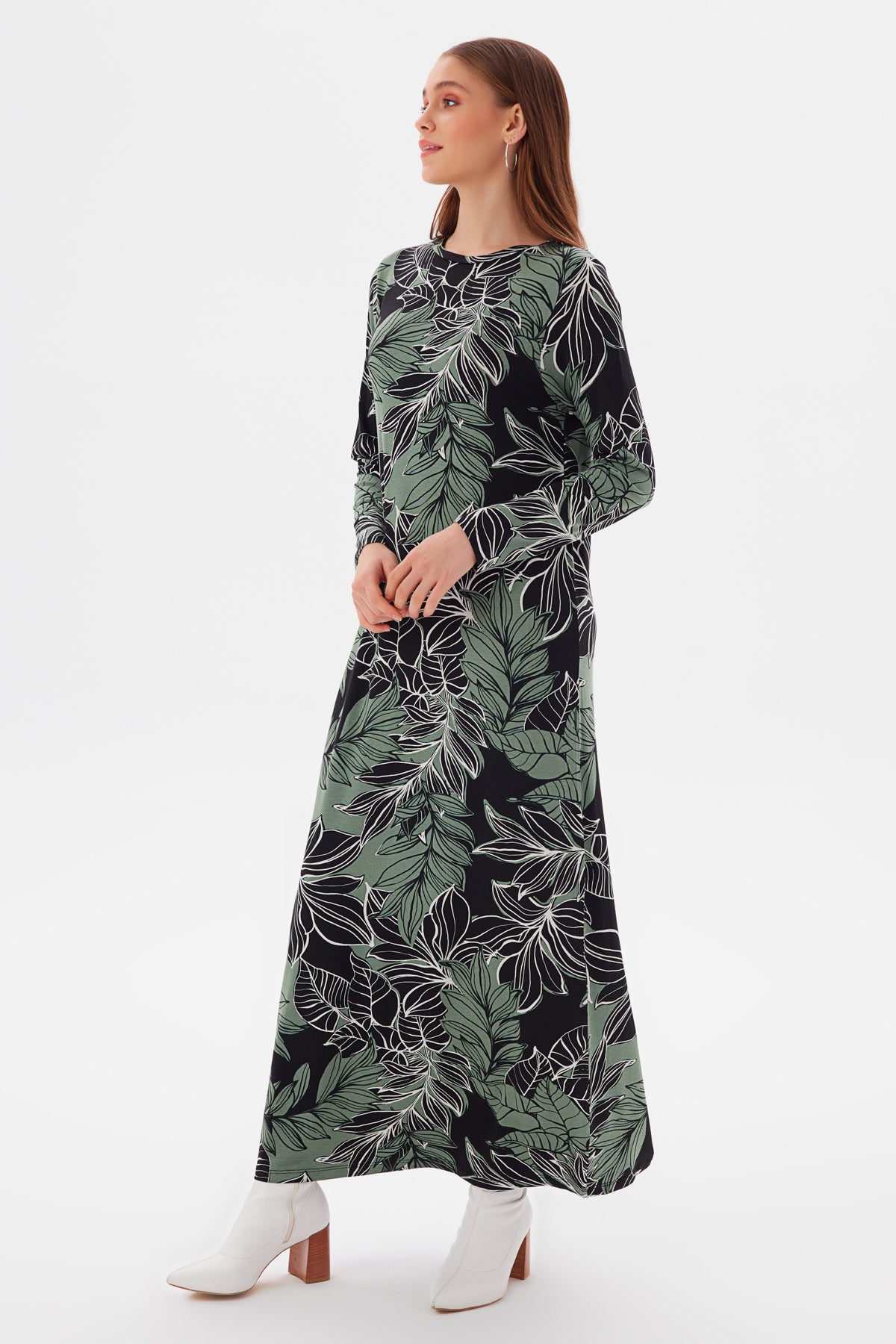 MUNI MUNI - Printed Long Viscose Dress - green
