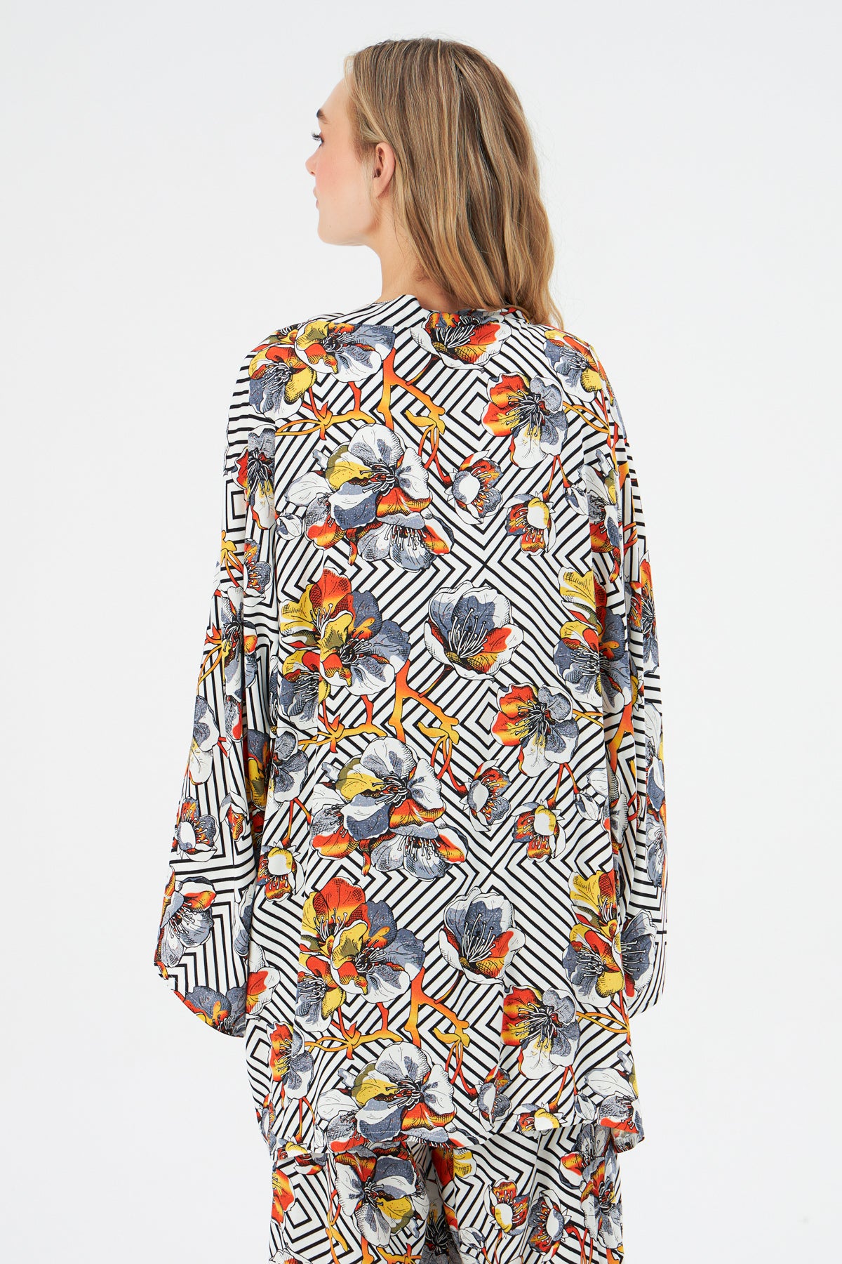 MUNI MUNI - Printed Kimono Top - ecru orange