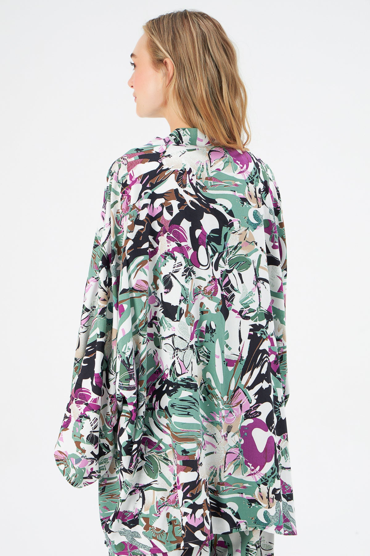 MUNI MUNI - Printed Kimono Top - ecru green