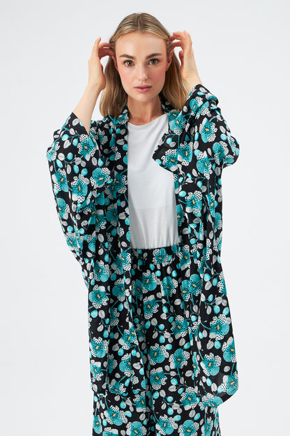 MUNI MUNI - Printed Kimono Top - turquoise