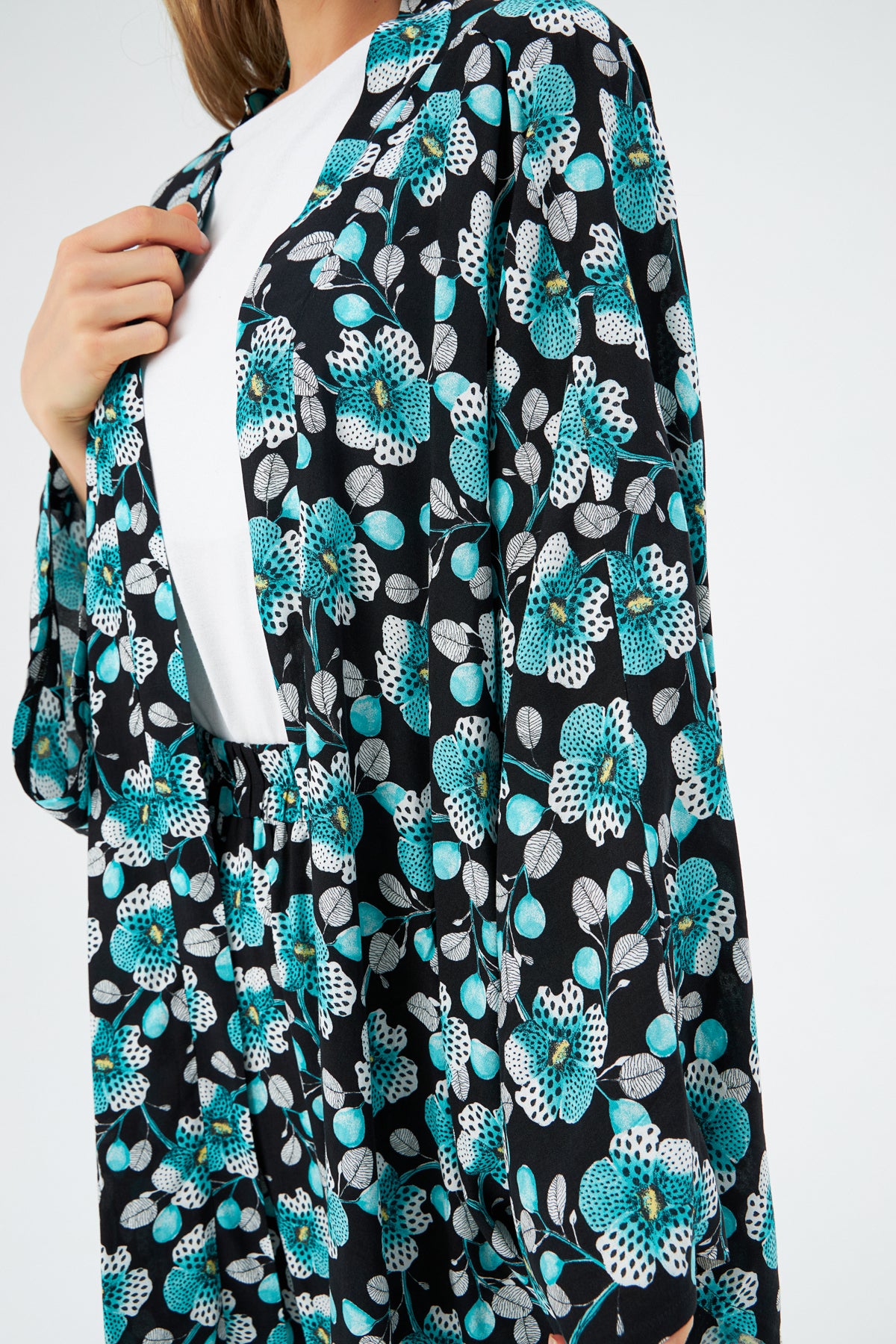 MUNI MUNI - Printed Kimono Top - turquoise