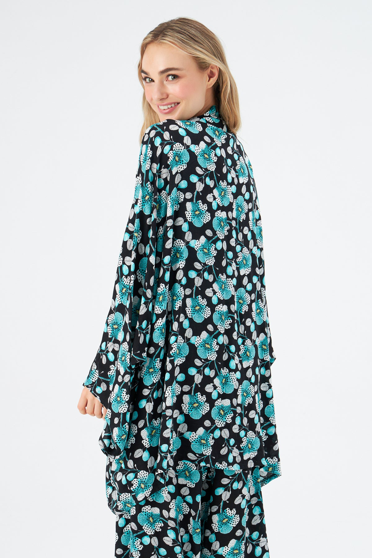 MUNI MUNI - Printed Kimono Top - turquoise