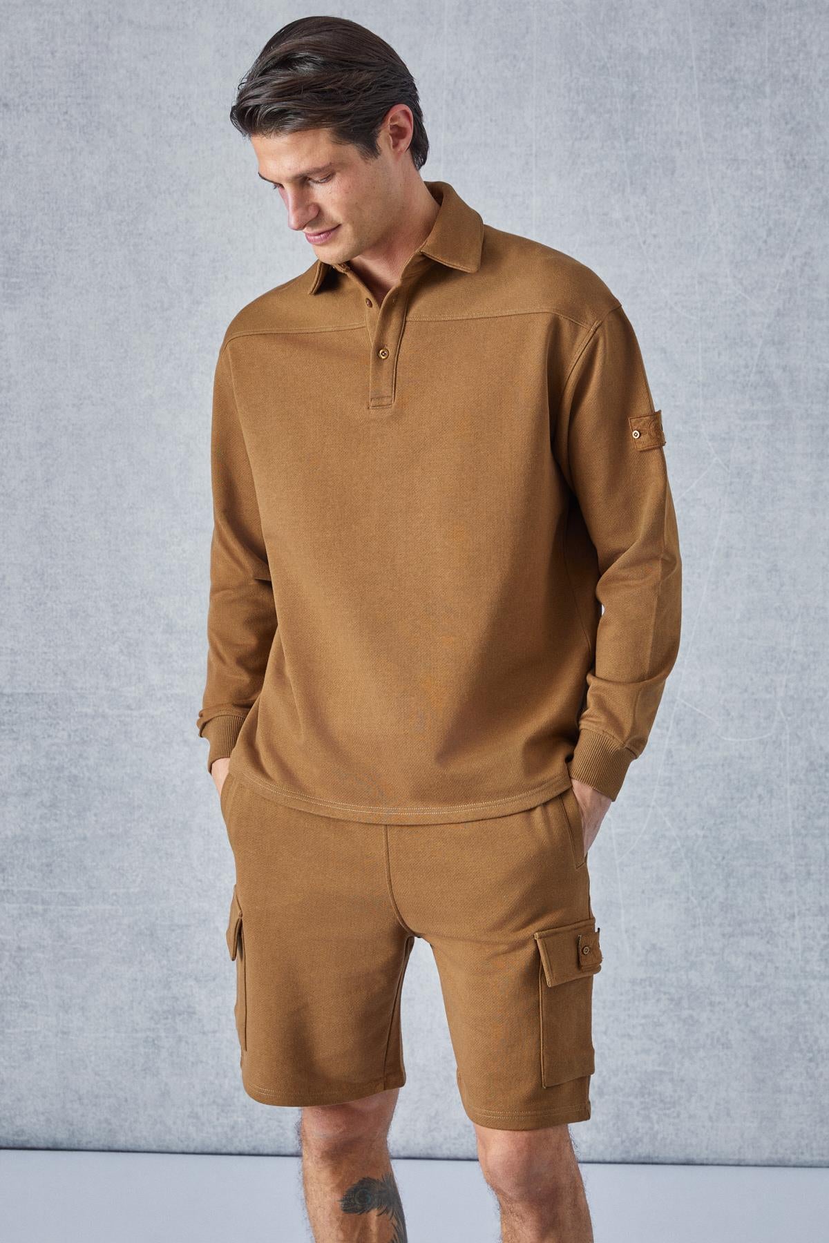 AATROX Herren Polo-Kragen Sweatshirt