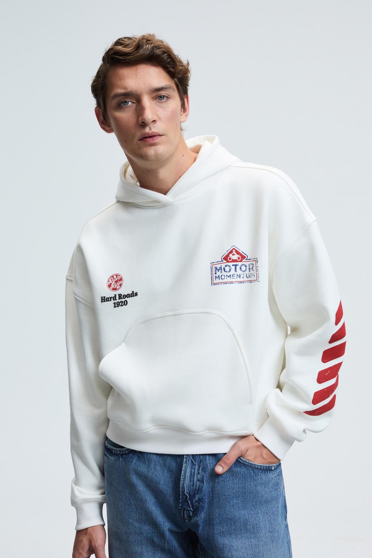GRIMELANGE ABISMO Herren Sweatshirt mit Kapuze Weiß