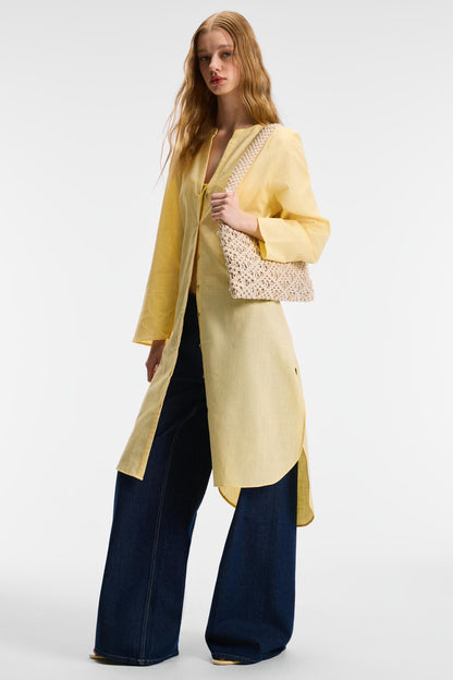 ACALLAR Damen Leinen-Look Kleid