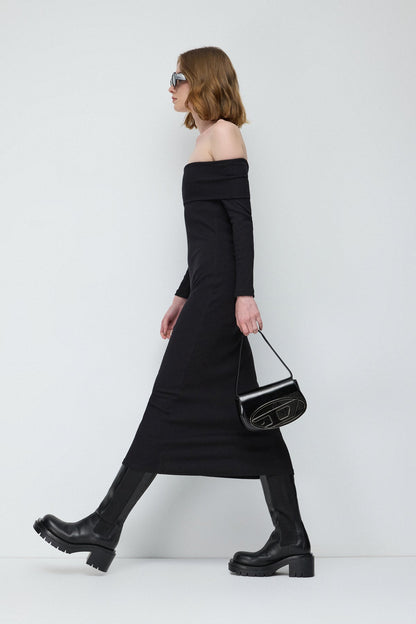 Schulterfreies Midikleid
