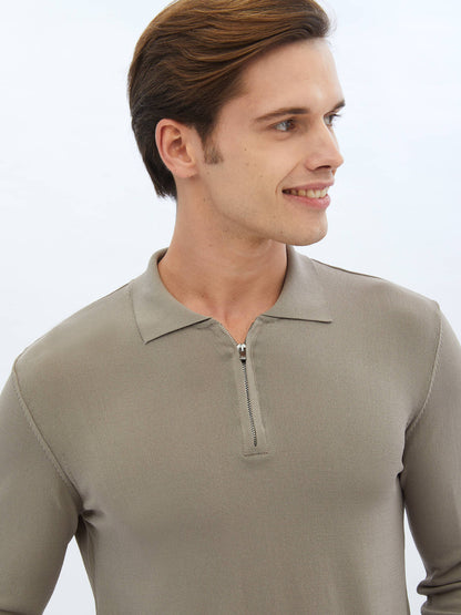 Feinstrick-Polo-Pullover