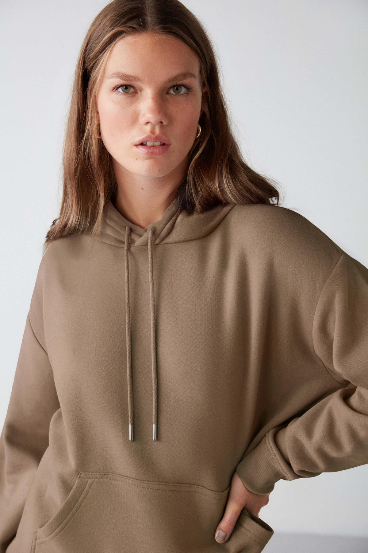 GRIMELANGE Adel Damen Bio-Baumwoll-Hoodie Taupe