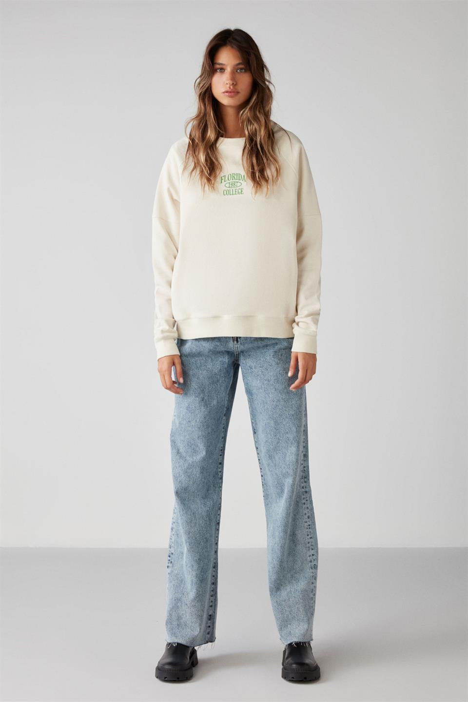 GRIMELANGE ADRIELLE Damen Besticktes Sweatshirt Ecru