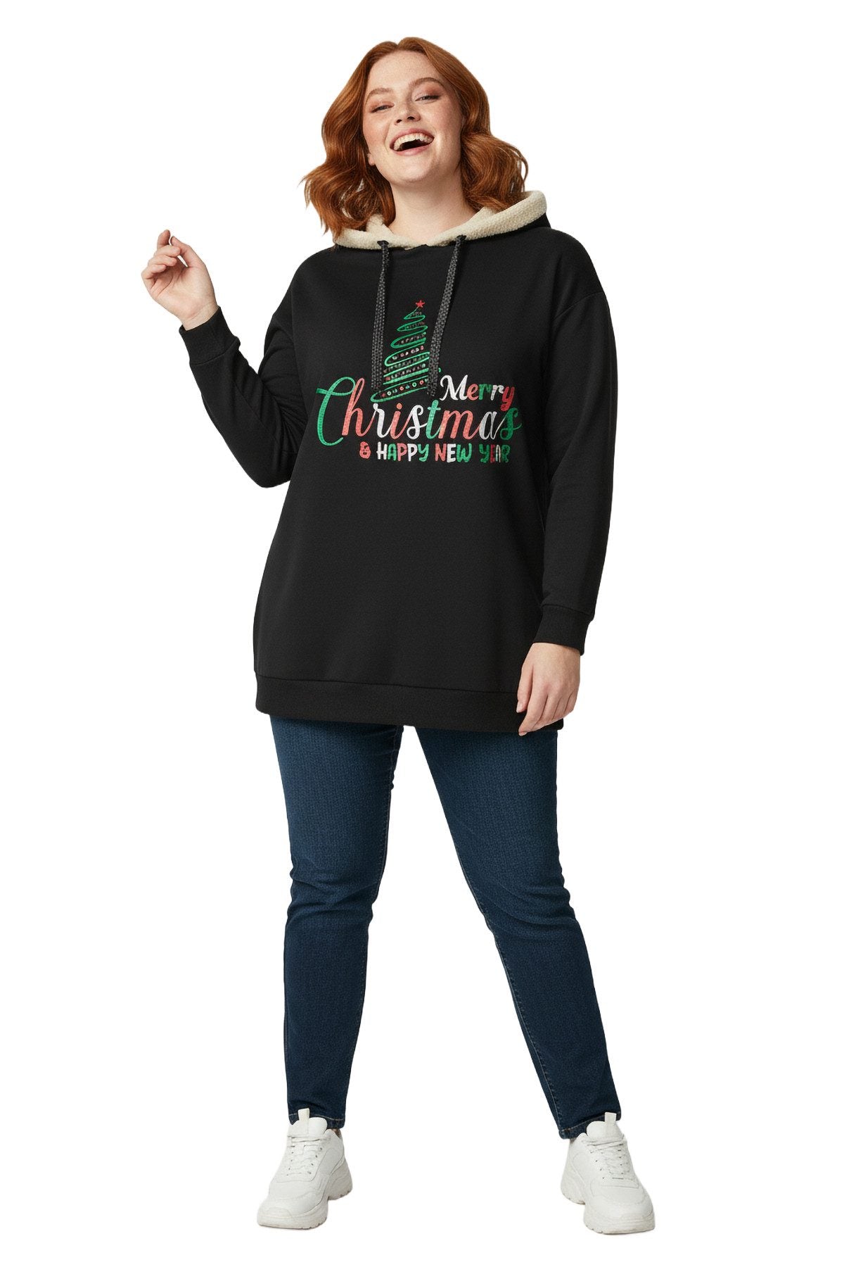 Kapuzenpullover mit Baummuster