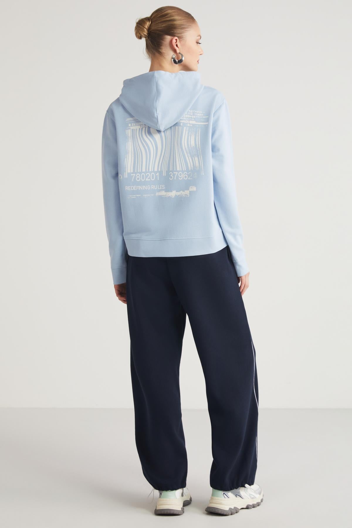 ETHIQUET AITANA Damen Hoodie-Sweatshirt mit Zip Hellblau