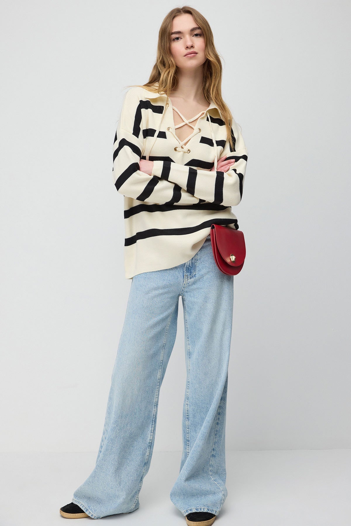 Gestreifter Strickpullover