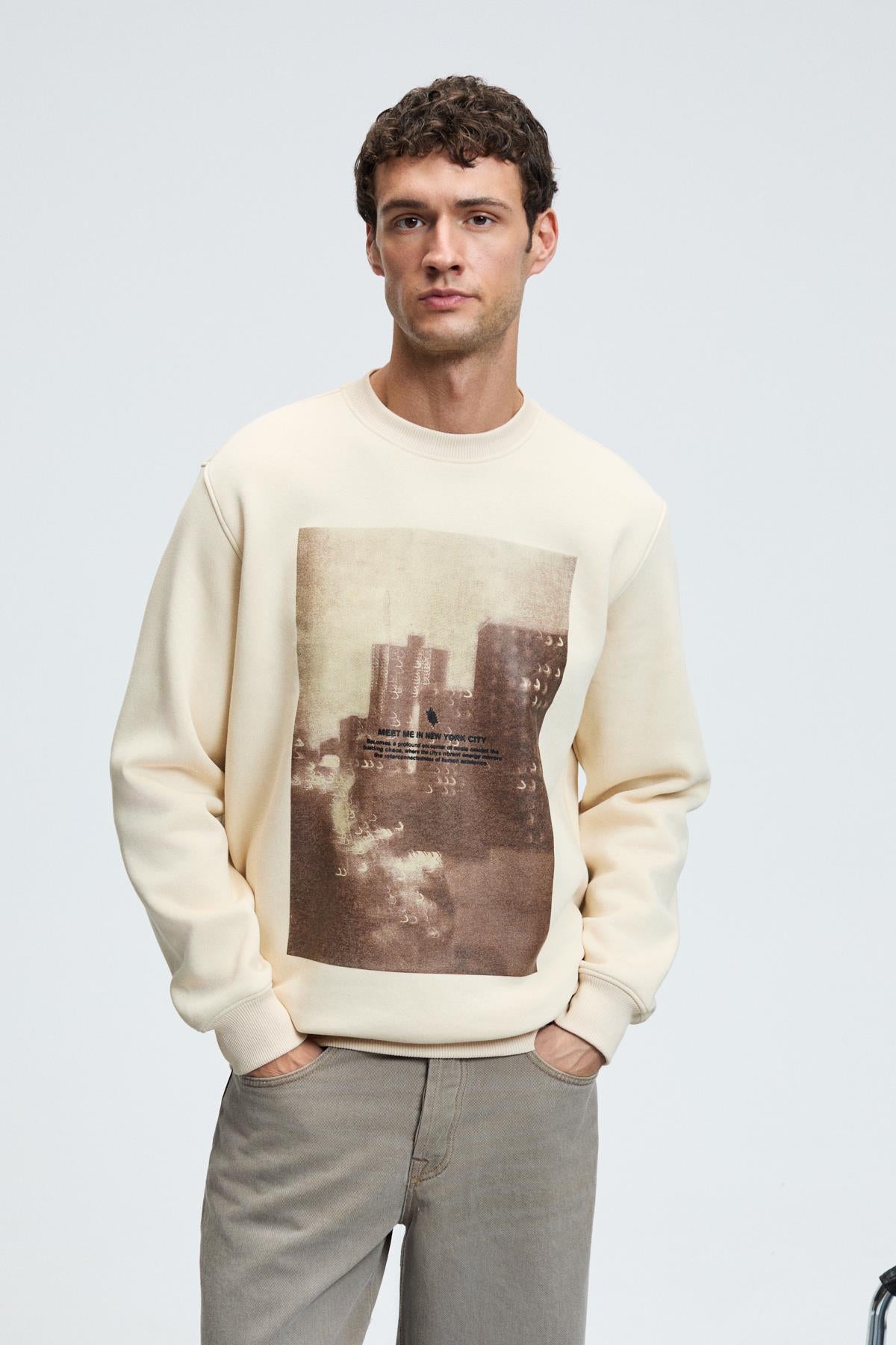 Herren Sweatshirt Rundhals Frontdruck