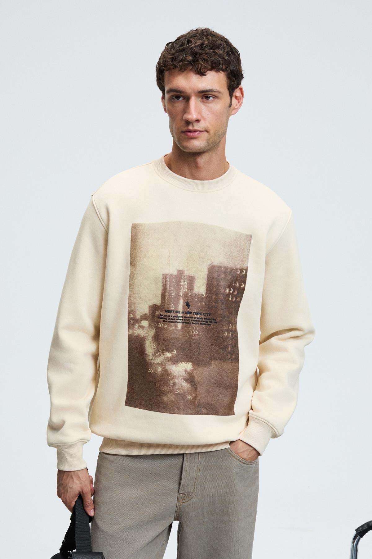 Herren Sweatshirt Rundhals Frontdruck