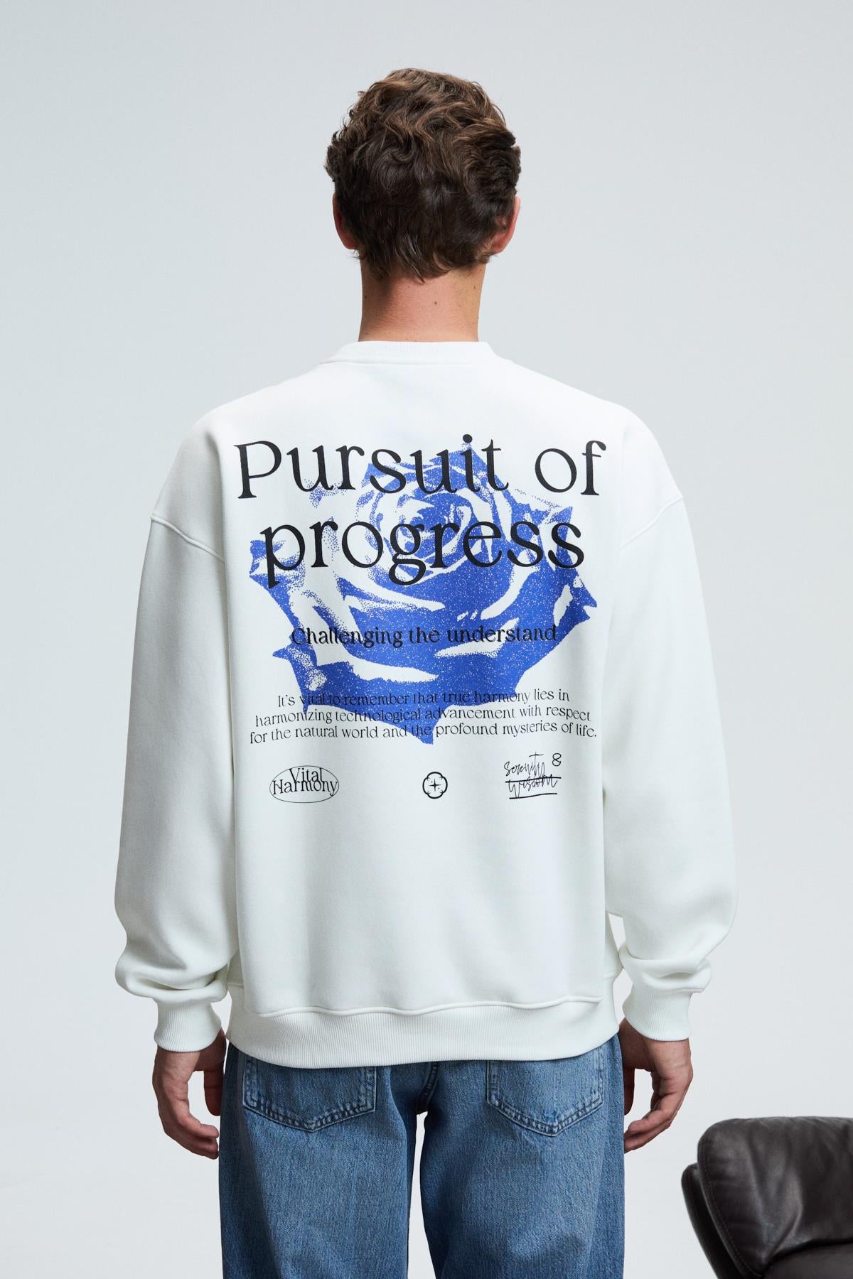 Herren Sweatshirt Rundhals Brust-Rückendruck