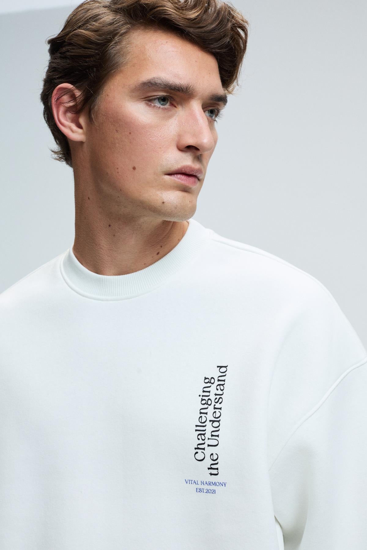 Herren Sweatshirt Rundhals Brust-Rückendruck