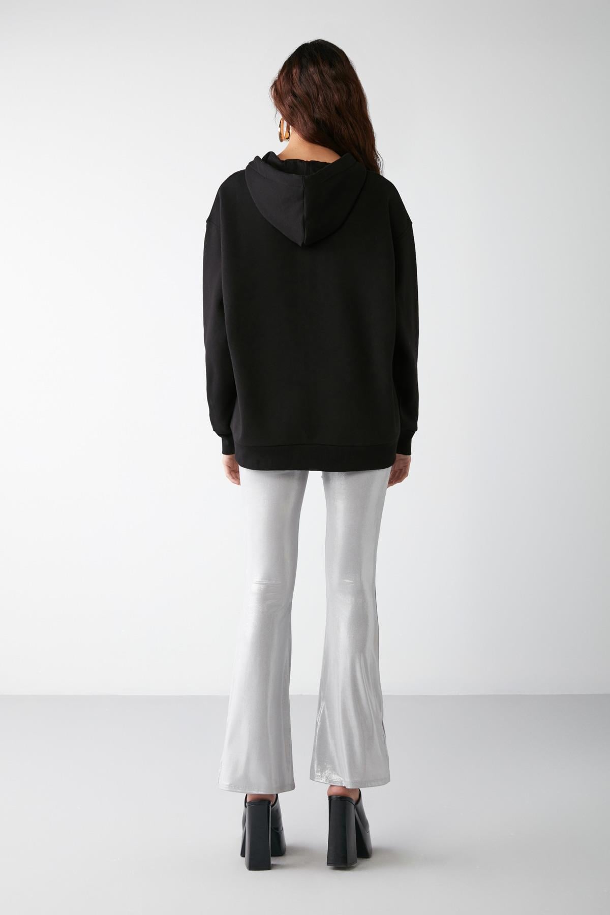 GRIMELANGE ALENA Damen Oversized Zip-Hoodie Schwarz