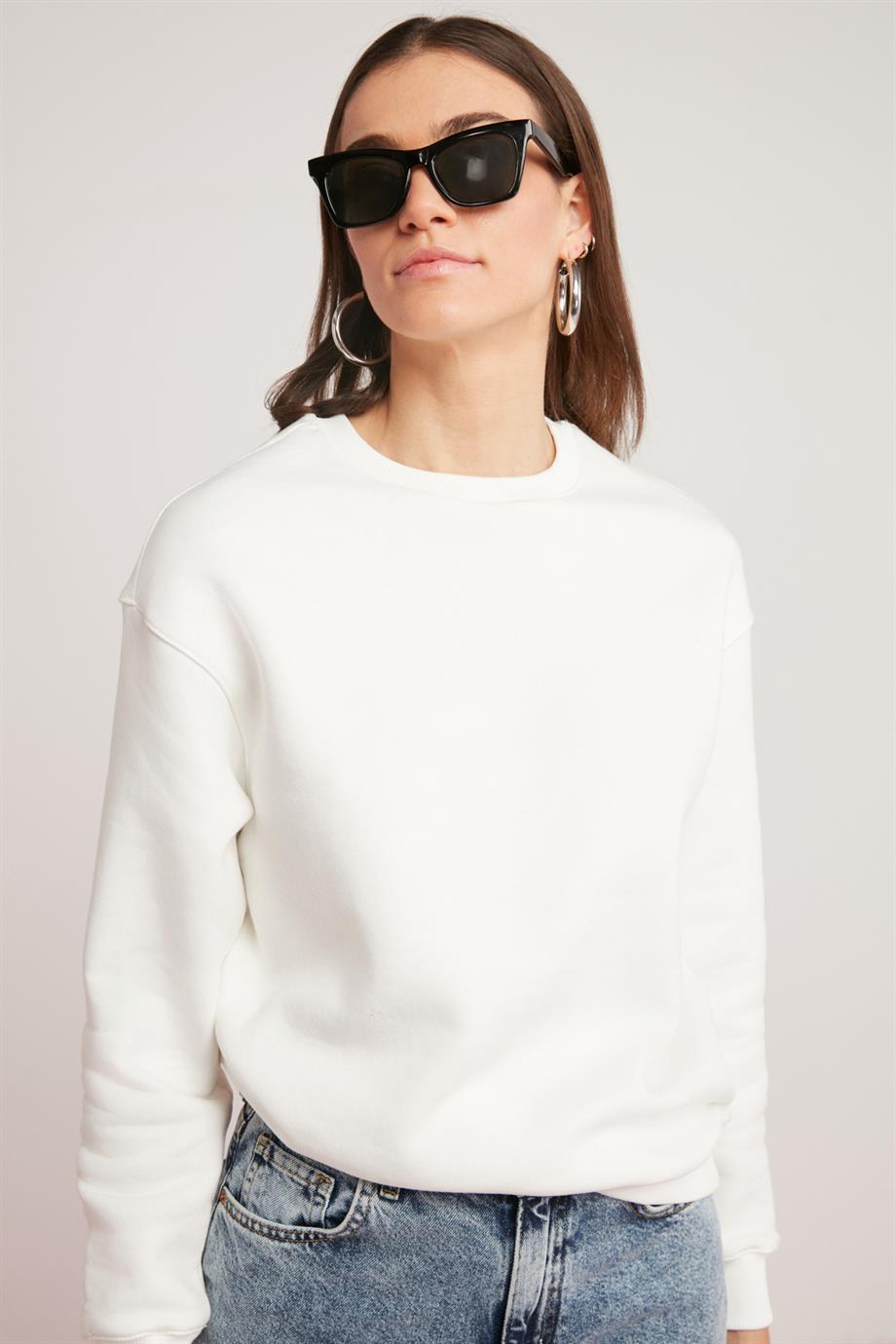 ETHIQUET ALFREDA Lockeres Strick-Sweatshirt Weiß