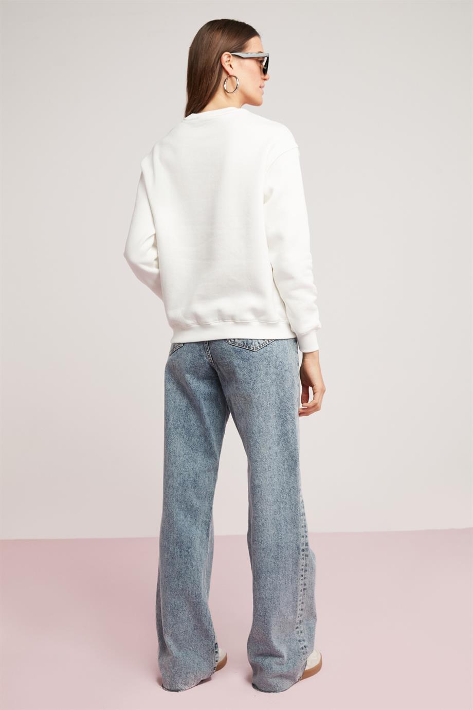 ETHIQUET ALFREDA Lockeres Strick-Sweatshirt Weiß
