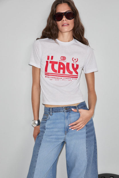 ALGHER Damen Crop-T-Shirt bedruckt