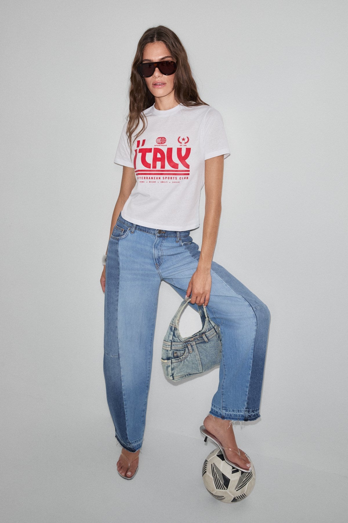ETHIQUET ALGHER Damen Crop-T-Shirt bedruckt Weiß