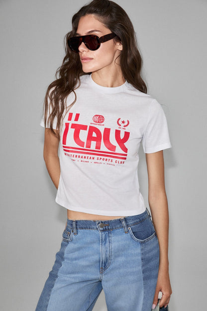 ALGHER Damen Crop-T-Shirt bedruckt