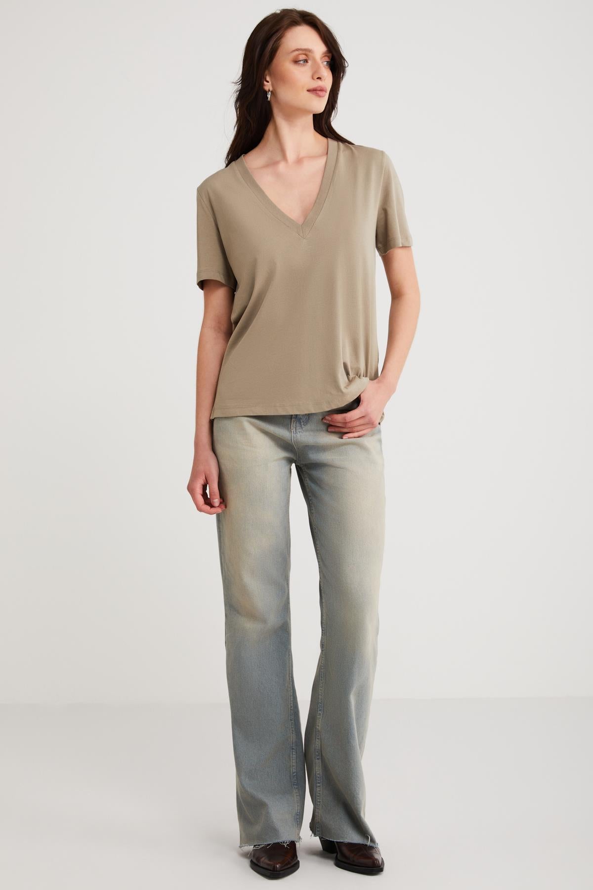 ETHIQUET Aline Damen Bio-Baumwoll-Shirt Beige