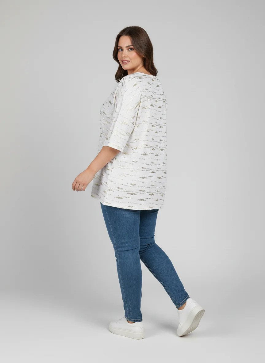 Bluse mit Goldfolienverzierungen