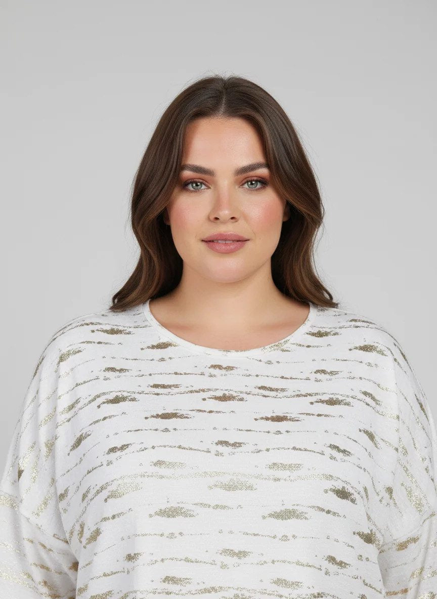 Bluse mit Goldfolienverzierungen