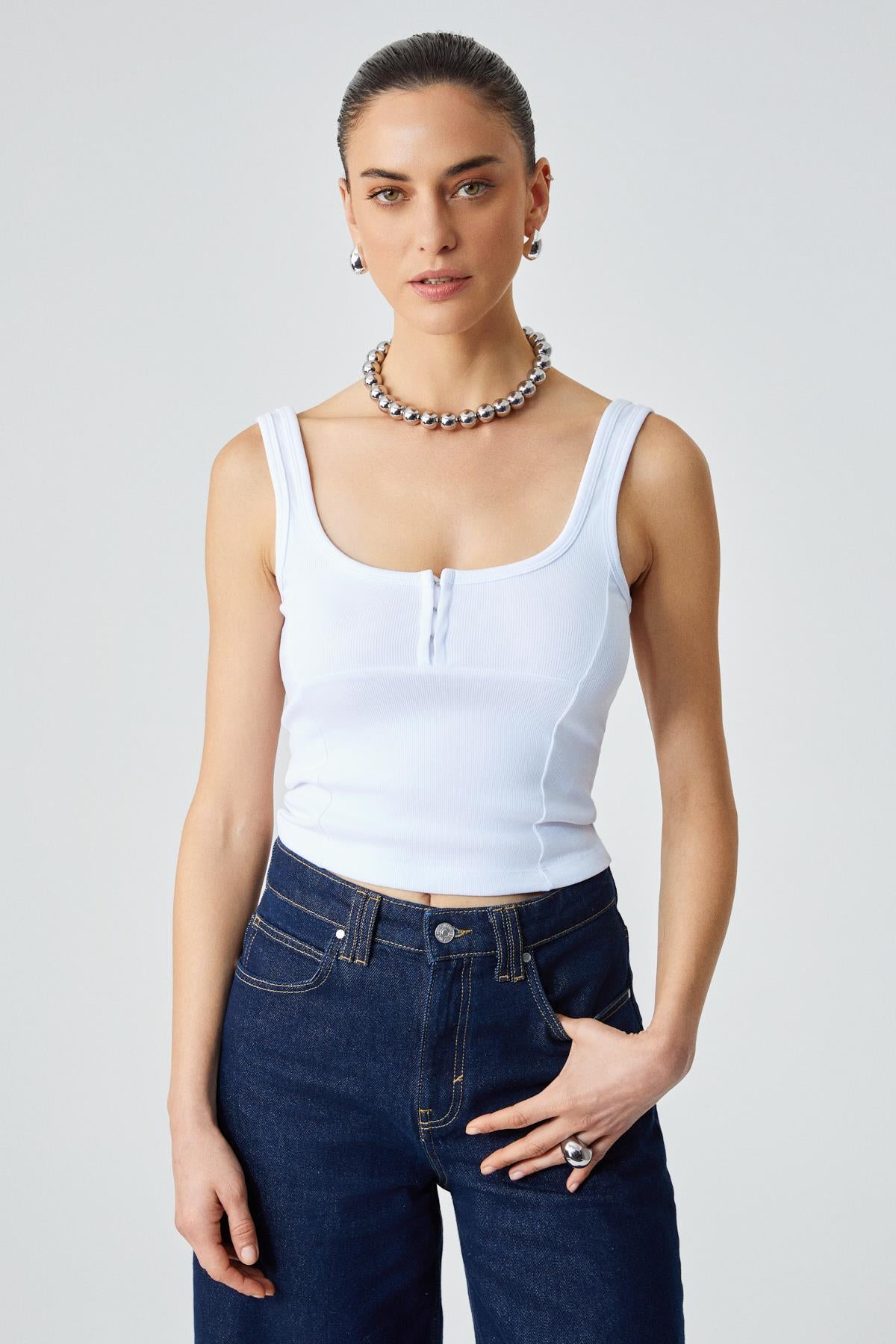 ALYONA Damen Slim-Fit Weste U-Ausschnitt